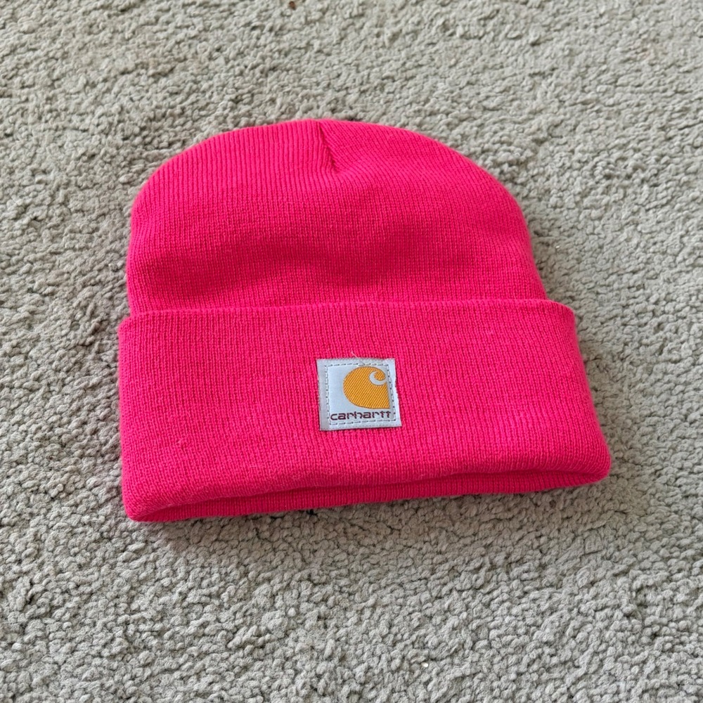Carhartt Neon Pink Child Youth Cuffed Beanie Hat AH8994 Made in USA